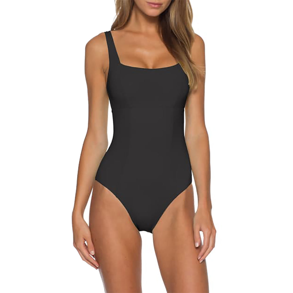 Becca Color Code Square Neck One Piece Swimsuit - Black/L