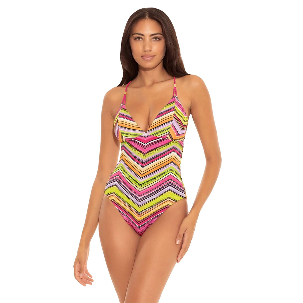 Becca Farah Reversible Multi 1PC Womens Swimsuit - Multi/L