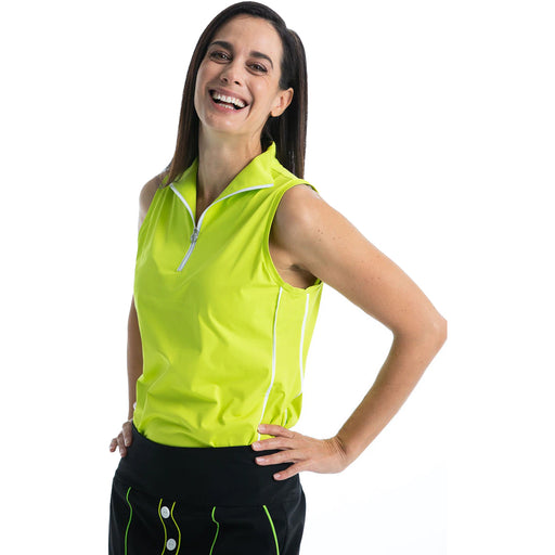 Kinona Keep it Covered Womens Sleeveless Golf Polo - Chartreuse Yl/L