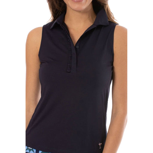 Golftini Ruffle Tech Womens Sleeveless Golf Polo - Navy 19nv/XL