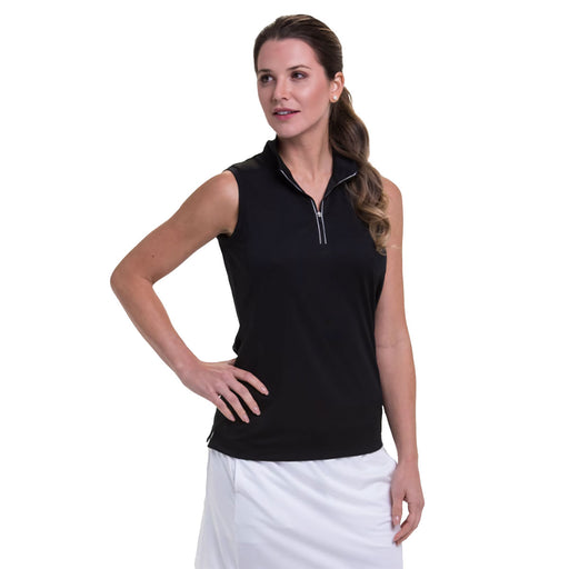 EP New York Convertible Mock Zip Womens Golf Polo - BLACK 001/XL