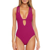 Becca Fine Line Plunge Pomegranate One Piece Womens Swimsuit