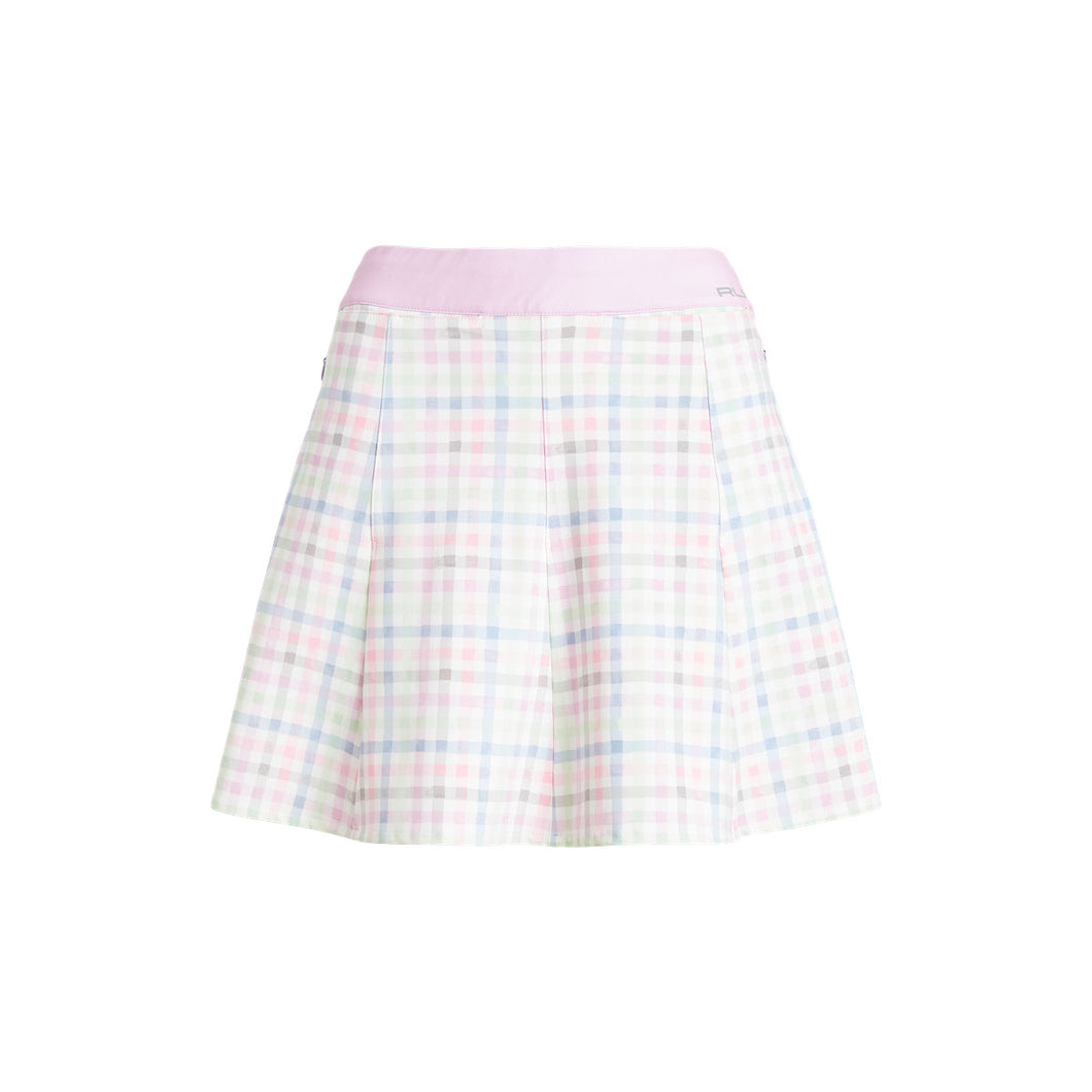 A/POL W PRINTED ELITE WICKING JERSEY SKORT GINGHAM - Pastel Gingham/L