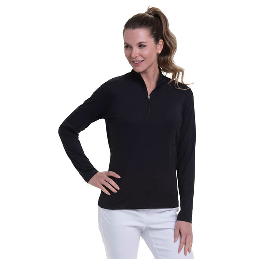 EP New York Zip Mock LS Womens Golf Pullover - BLACK 001/L