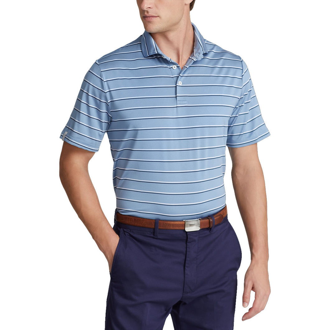 RLX Ralph Lauren Ltwt Af Channel Blu Men Golf Polo - Channl Blu Mult/XL