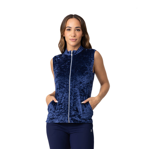 Sofibella Crushed Velvet Womens Golf Vest - Navy/XL