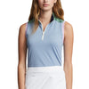 RLX Ralph Lauren Air Tech Vessel Blue Quarter-Zip Womens Sleeveless Golf Polo