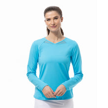 Load image into Gallery viewer, SanSoleil SolTek Solid Active Womens LS Sun Shirt - Caribbean/XL
 - 3