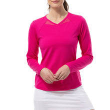 Load image into Gallery viewer, SanSoleil SolTek Solid Active Womens LS Sun Shirt - Fuchsia/XL
 - 5