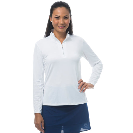 SanSoleil Solshine Mock White Womens LS Sun Shirt - White/XL