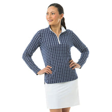 Load image into Gallery viewer, SanSoleil Solshine Printed Mock Wmn LS Sun Shirt - Anchors Away/XL
 - 1