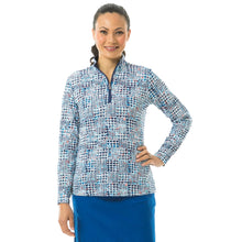 Load image into Gallery viewer, SanSoleil Solshine Printed Mock Wmn LS Sun Shirt - Tweedy Blue/L
 - 4