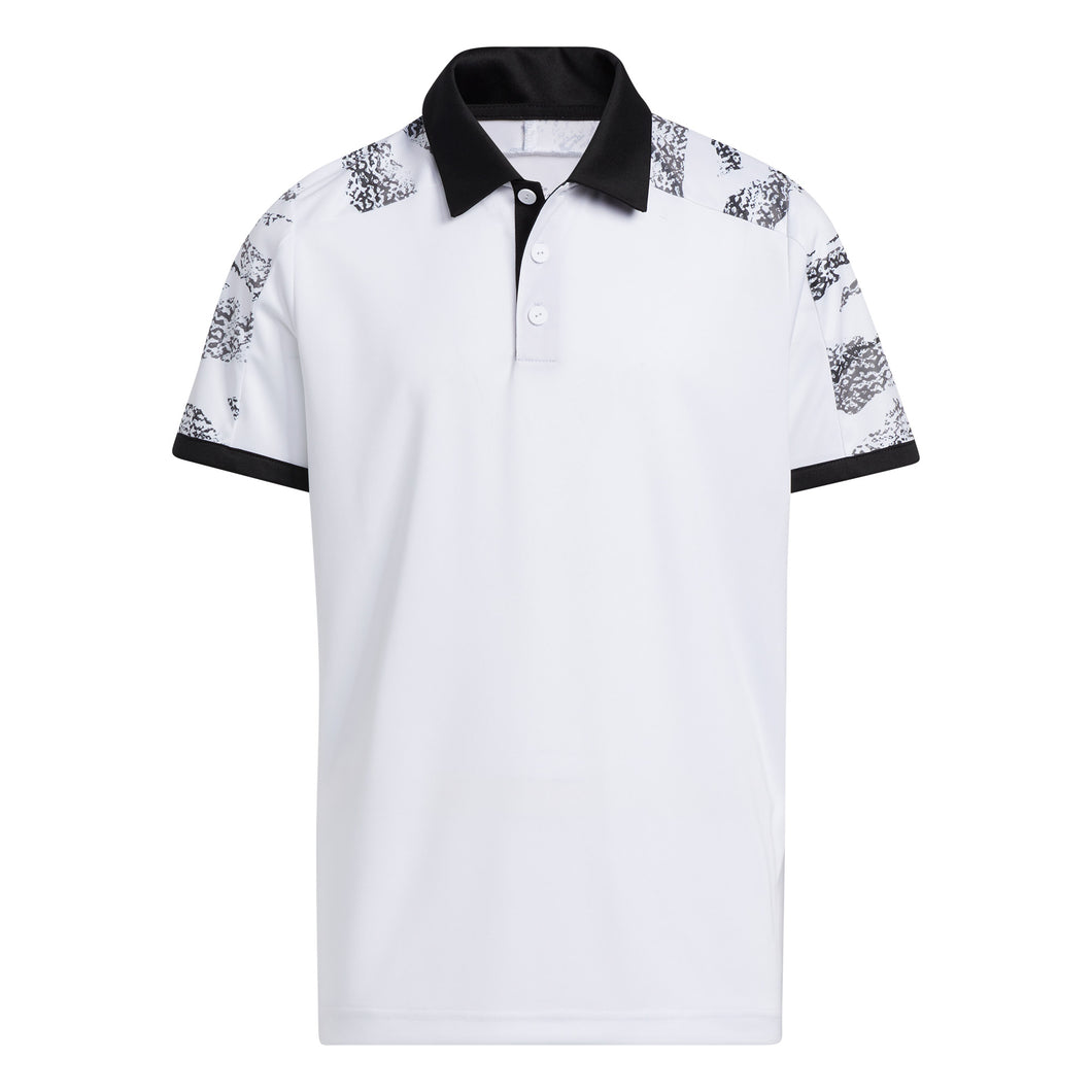 Adidas Printed Colorblock Boys Golf Polo - WHITE 100/XL