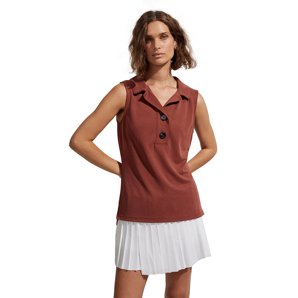 Varley Caine Womens Sleeveless Polo - Sienna/L