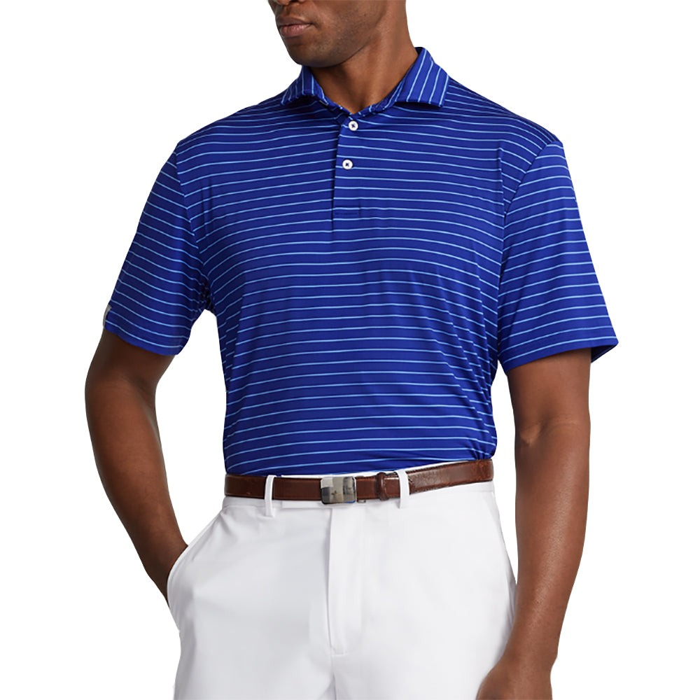 RLX Polo Golf FTWT Blue Stripe Mens Golf Polo - Blue/Royal/XL