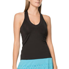 Load image into Gallery viewer, Lucky in Love V-Neck with Bra Womens Tennis Tank - BLACK 001/L
 - 1