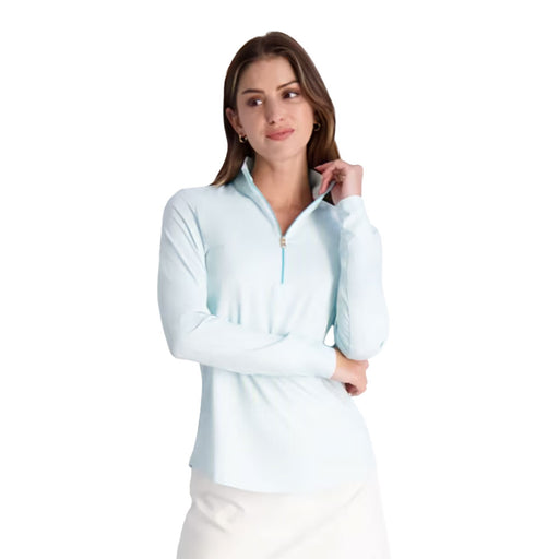 Fairway and Greene Else Zip Mock Wms Golf Pullover - Island Aqua/M