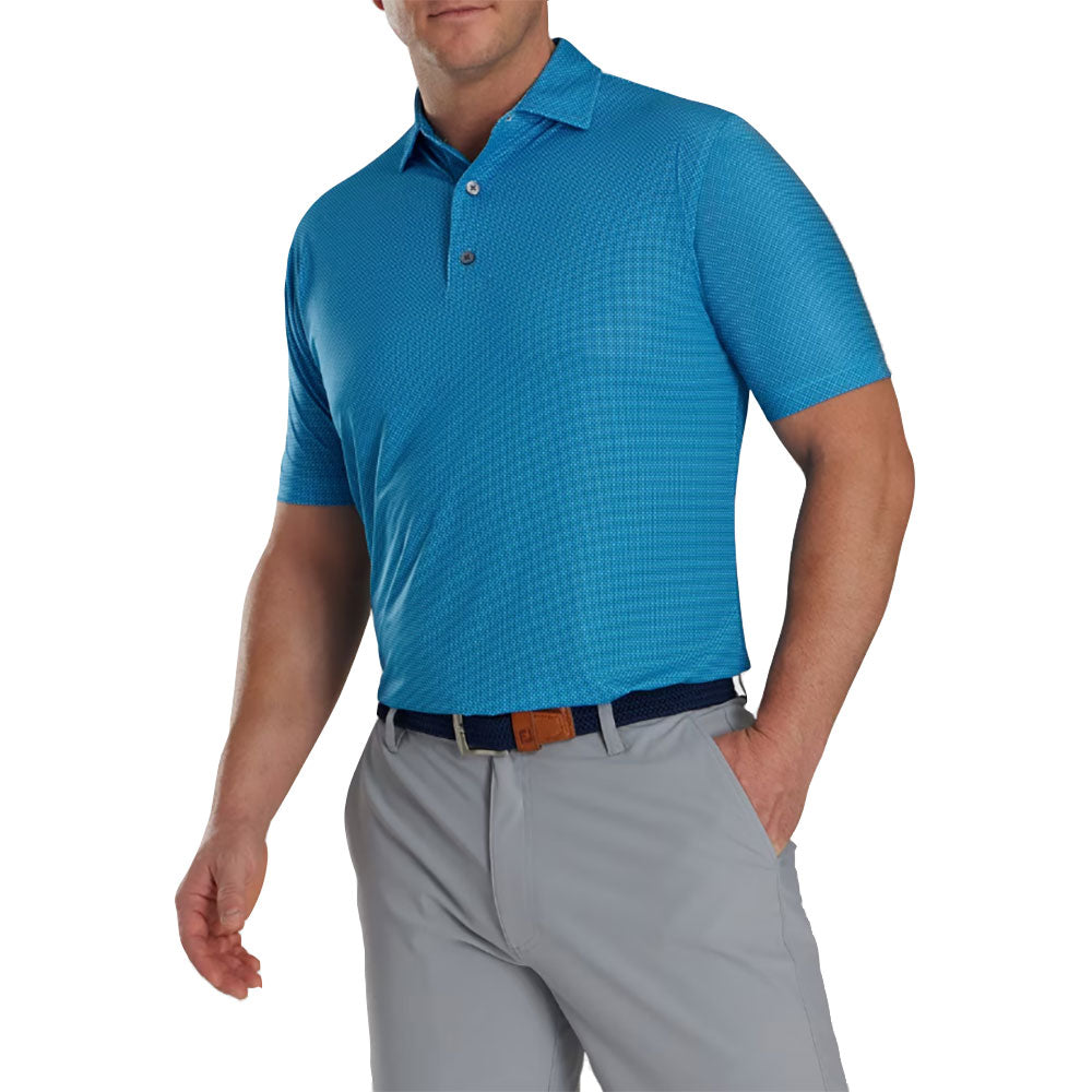 FootJoy Octagon Blue Sky Print Mens Golf Polo - Blue Sky/XXL