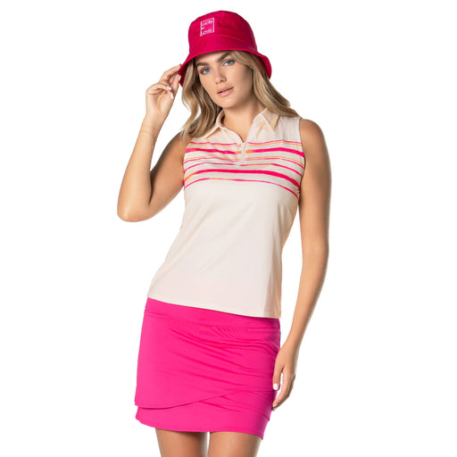 Lucky In Love Shock N Awe SL Womens Golf Polo - Vanilla/L