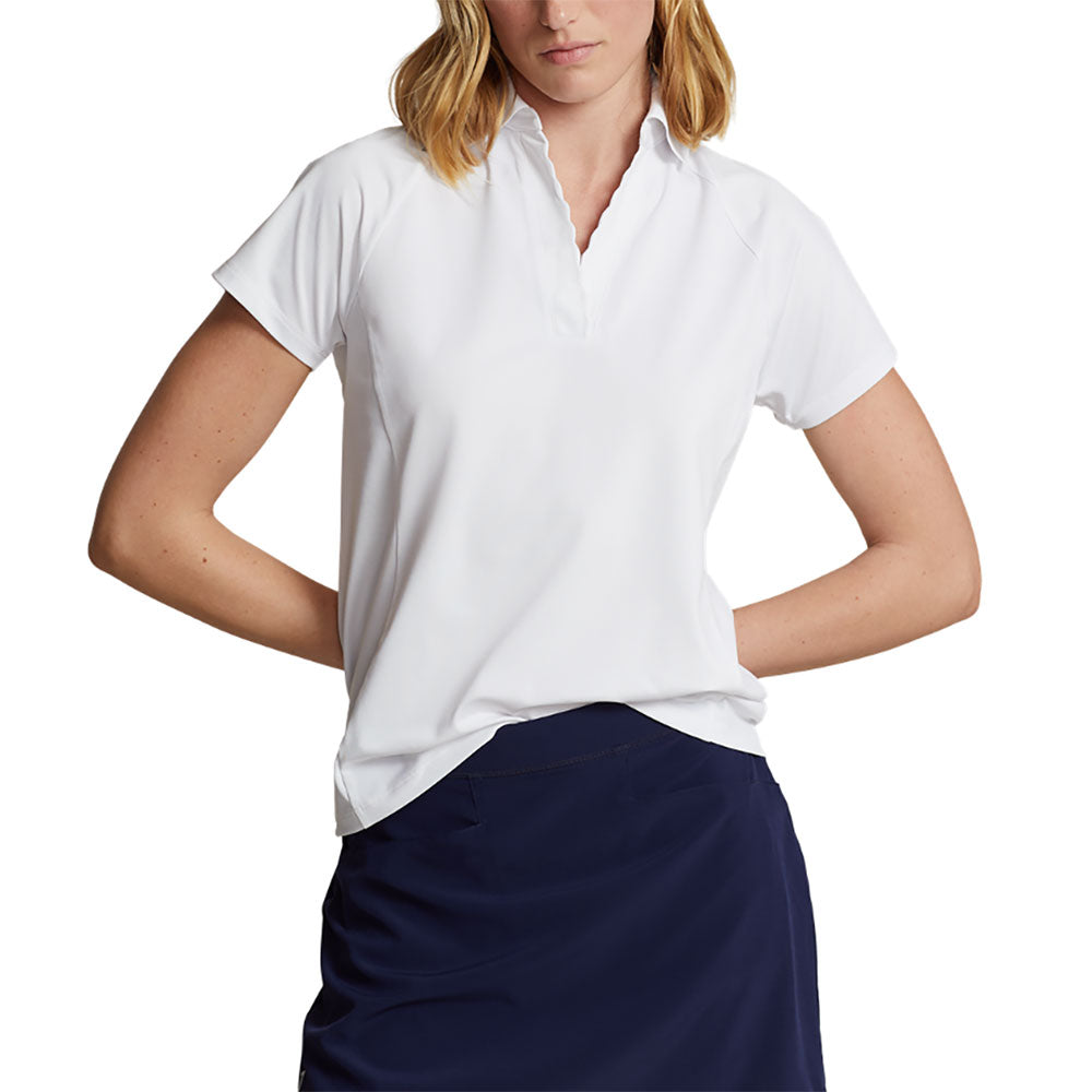 RLX Polo Golf Air Tech Scallop Womens Golf Polo - Ceramic White/L