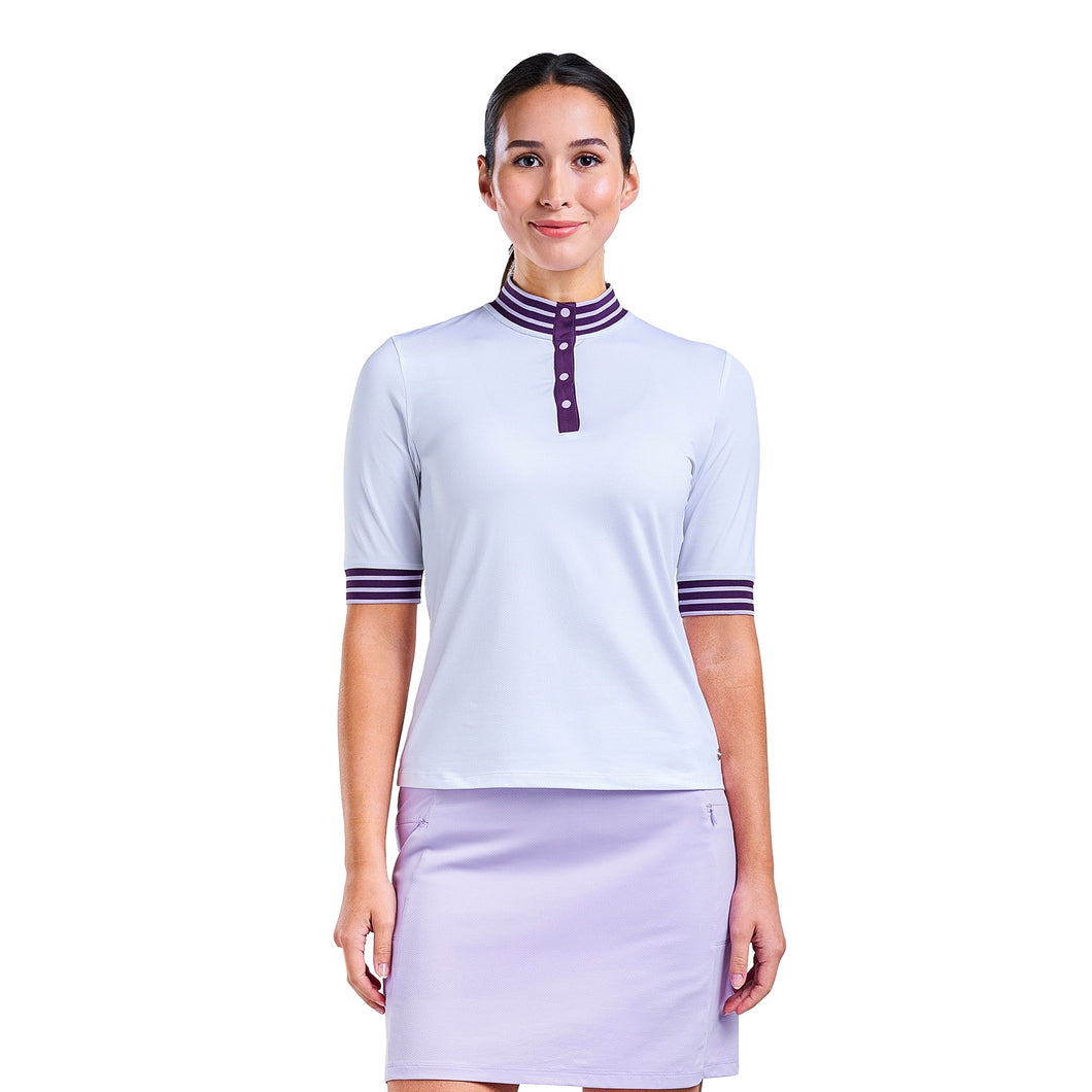 NVO Ciara Mock Neck Womens Golf Polo - White/L