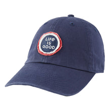 Load image into Gallery viewer, Life Is Good Tattered LIG Coin Adjustable Hat - Darkest Blue/One Size
 - 1