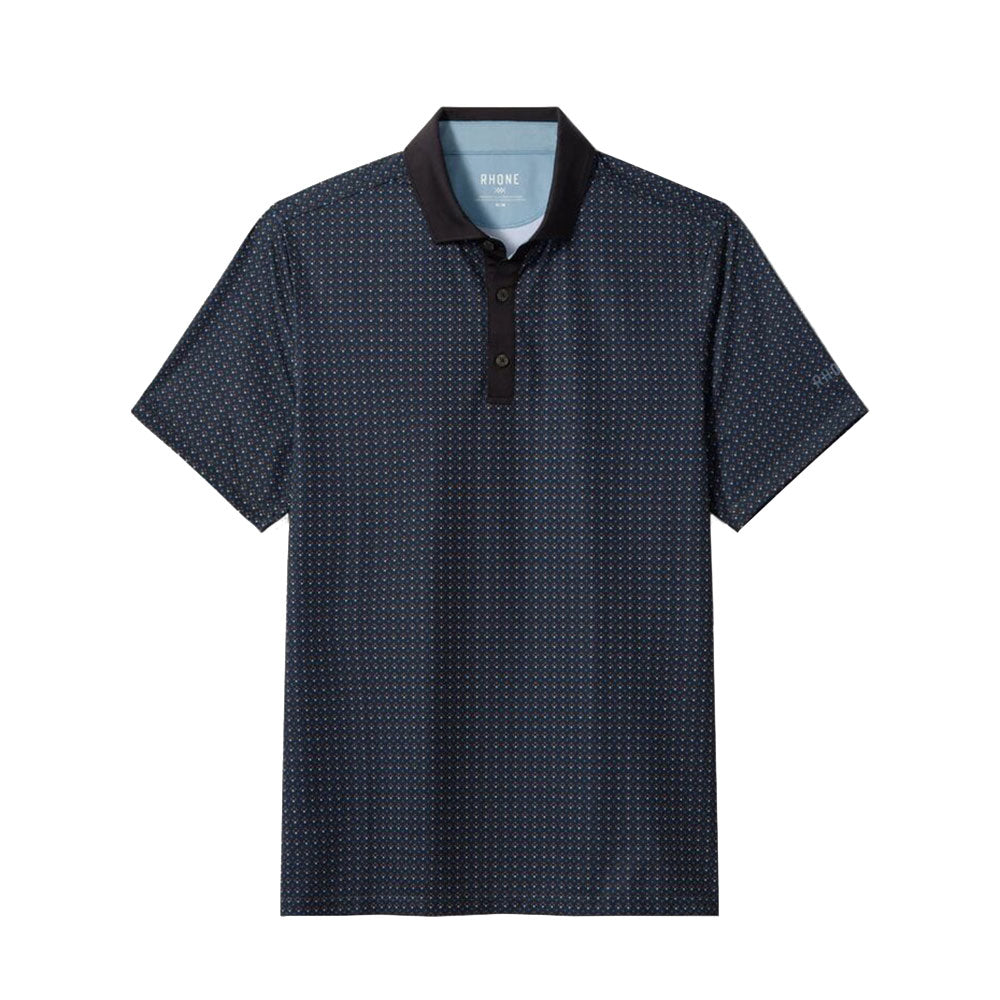 Rhone Sport Geo Mens Golf Polo - Navy/Brown/XL