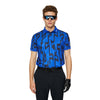 J. Lindeberg Tour Tech Print Bridge Blue Mens Golf Polo