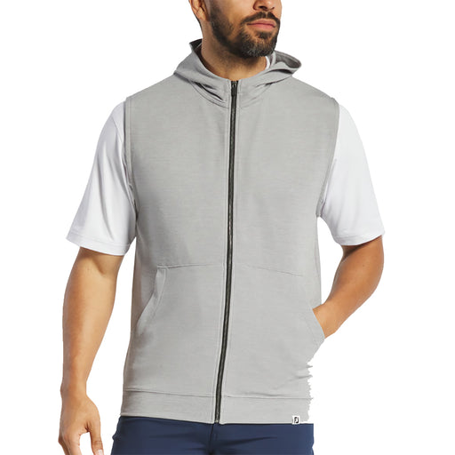 FootJoy Full Zip Hooded Mens Golf Vest - Hthr Platinum/XL