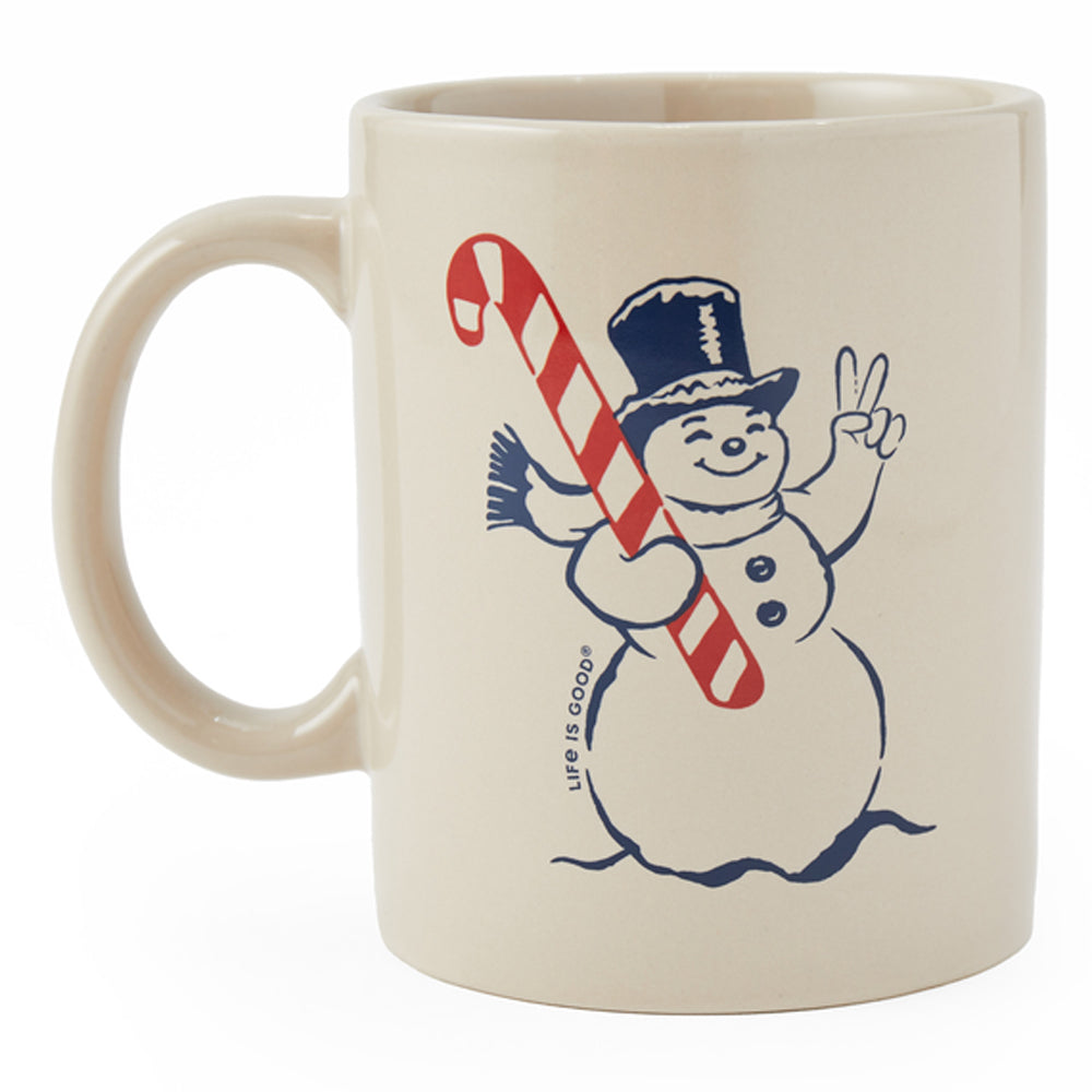 Life Is Good Retro Peace Snowman Mug - Bone