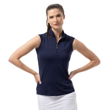 Load image into Gallery viewer, SanSoleil Sunglow SL Mock Neck Womens Golf Polo - Ink/XL
 - 1