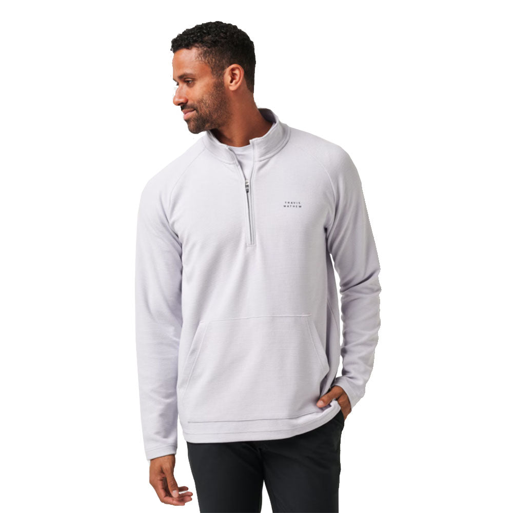 TravisMathew Performance Waffle Mens Pullover - Hthr Lt Grey/XL