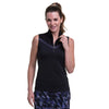 EP New York Mock Zip Black Multi Womens Sleeveless Golf Polo