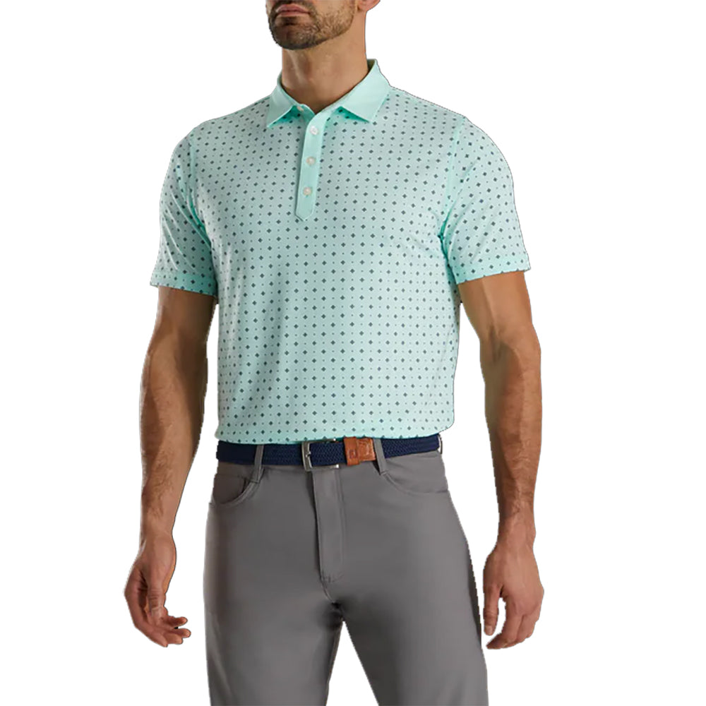 FootJoy Women's Spot Print Short Sleeve Golf Shirt - Blue Jay