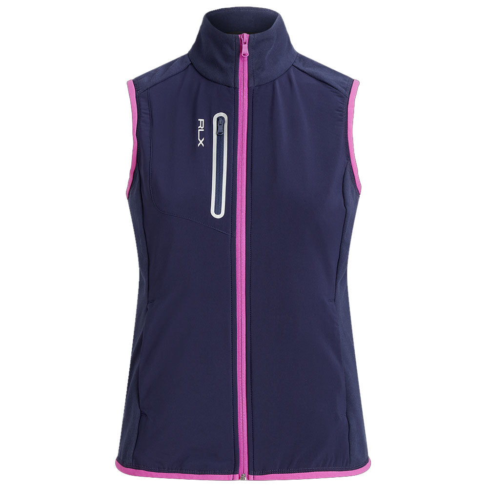 RLX Ralph Lauren Techy Terry Navy Womens Golf Vest - F Nvy/Vivid Pnk/L