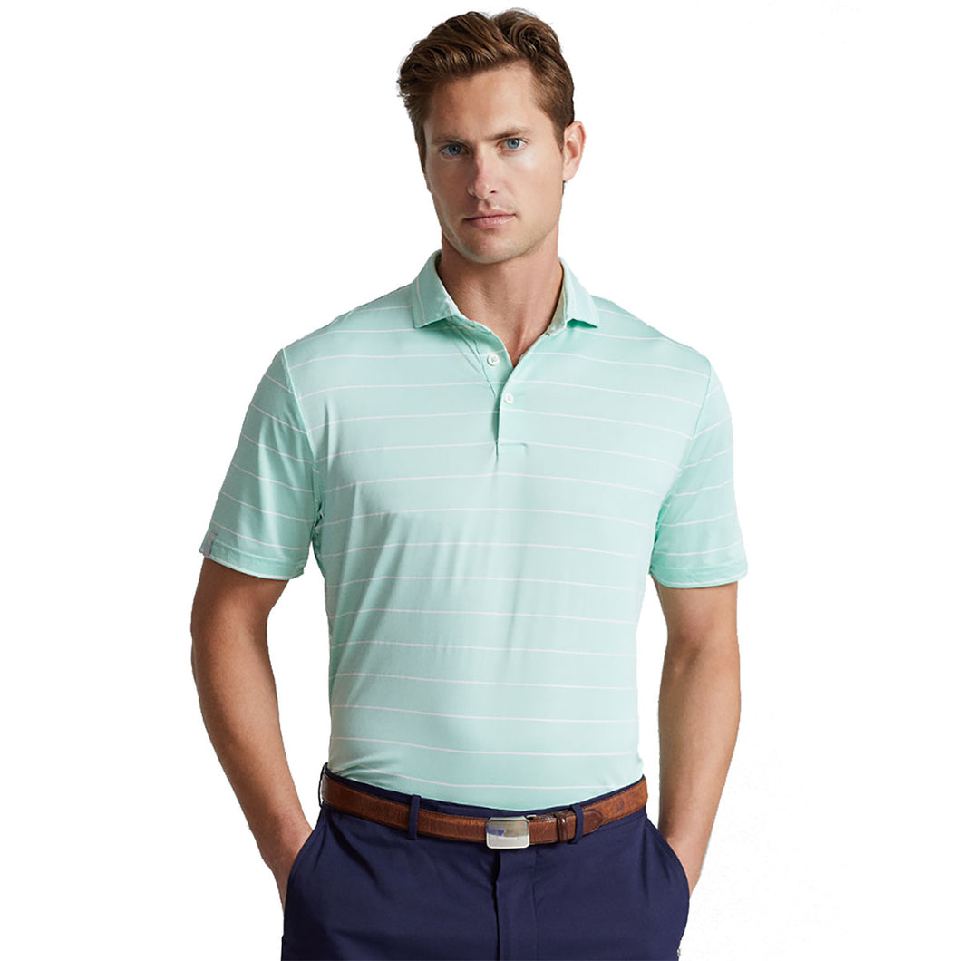 RLX Ralph Lauren FthrWt Airflow AprilGn Men Polo - April Green/Wht/XL