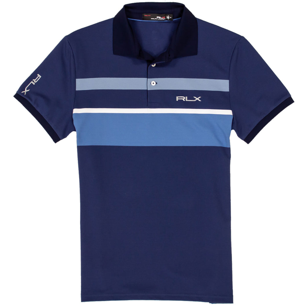 RLX Ralph Lauren Pique F Navy Strp Mens Golf Polo - Frnch Nvy Multi/XL