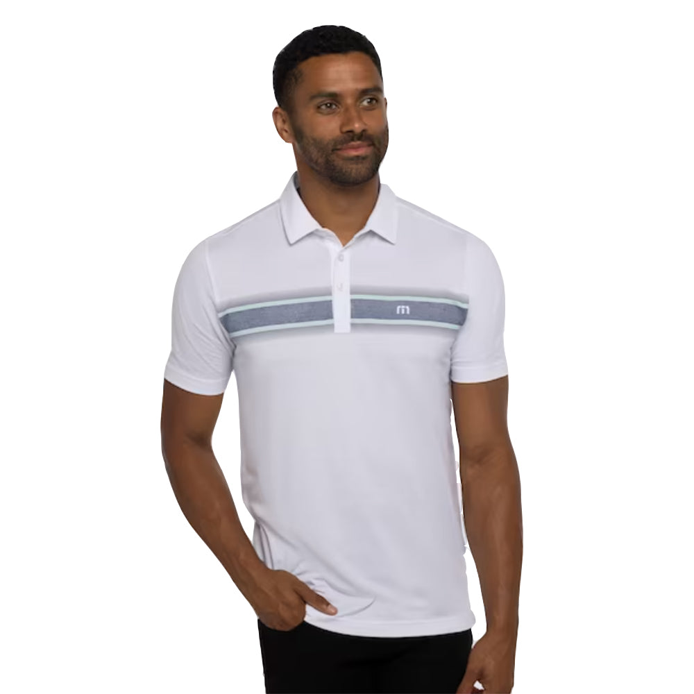 Travis Mathew Lime On The Rim Mens Golf Polo - White 1wht/XXL